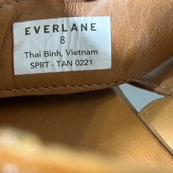 Everlane The Leather Platform Sandal Golden Brown Tan Ankle Strap White Velcro 8 - Picture 12 of 12